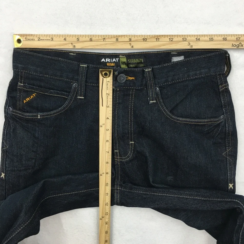NEW! Ariat Rebar M5 Blackstone Straight Leg Jeans Mens 32x36 Dark Wash Denim